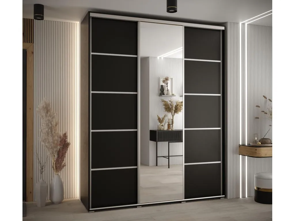 ARMARIO Hogarve 5 DE PUERTAS CORREDERAS 235.2/200/45 3 puertas (Negro/Negro/Plata) 28158gvtn