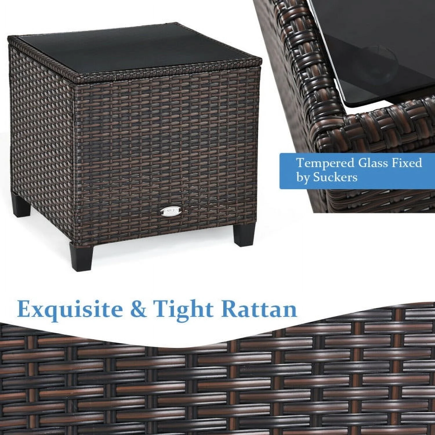 Spaco Patio Furniture 4 Pieces Patio Rattan Furniture Set, Outdoor Wicker Rattan Chairs Garden Backyard Balcony Porch Poolside loveseat with Coffee Table Cushioned Sofa-White - Image 12