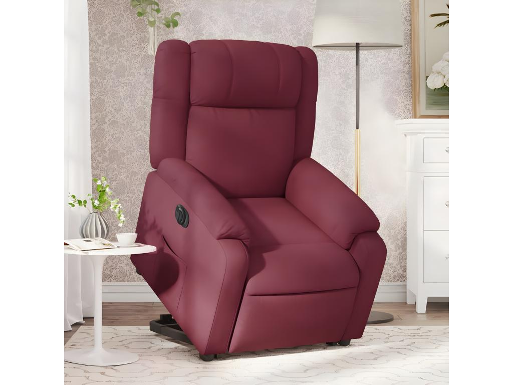 Sillón eléctrico reclinable elevable de tela rojo tinto