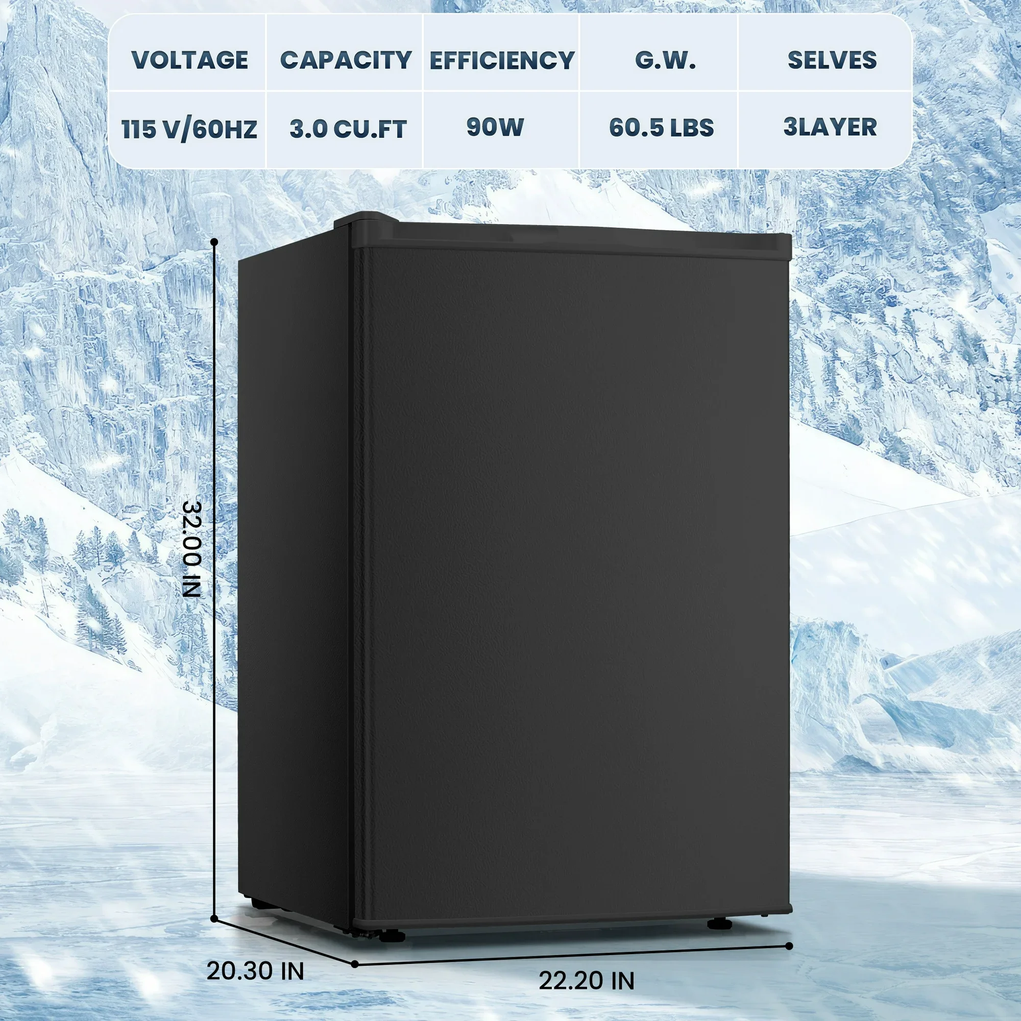 Electactic Upright Freezer, Energy Saving 3.0 Cu.ft Single Door Compact Upright Freezer with Reversible Door(Black) - Image 6