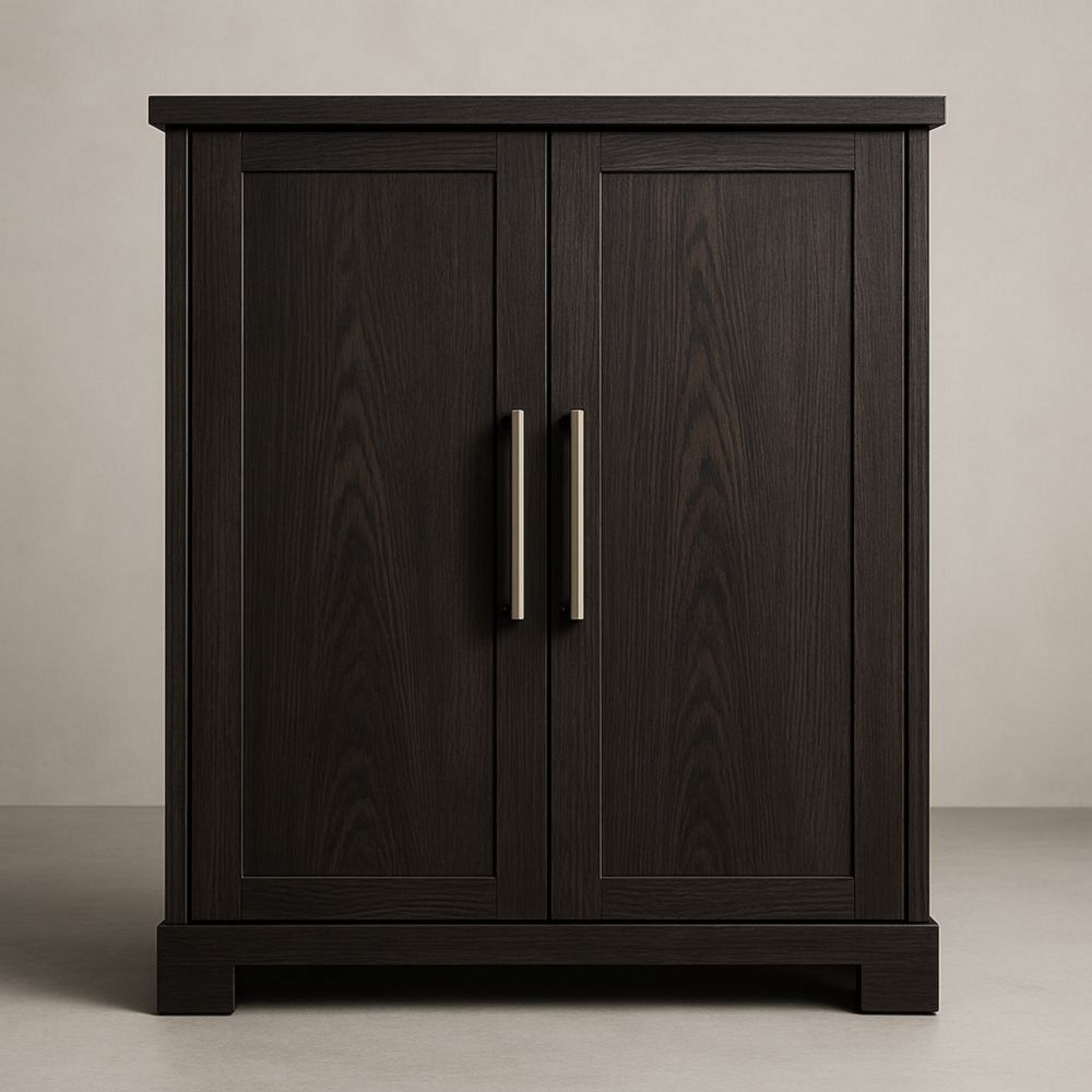 Armario de madera dos puertas marrón oscuro 80x40x100 cm