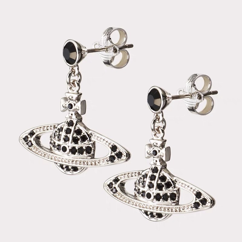Vivienne Westwood Black Diamond Saturn Earring - Original Replica Club