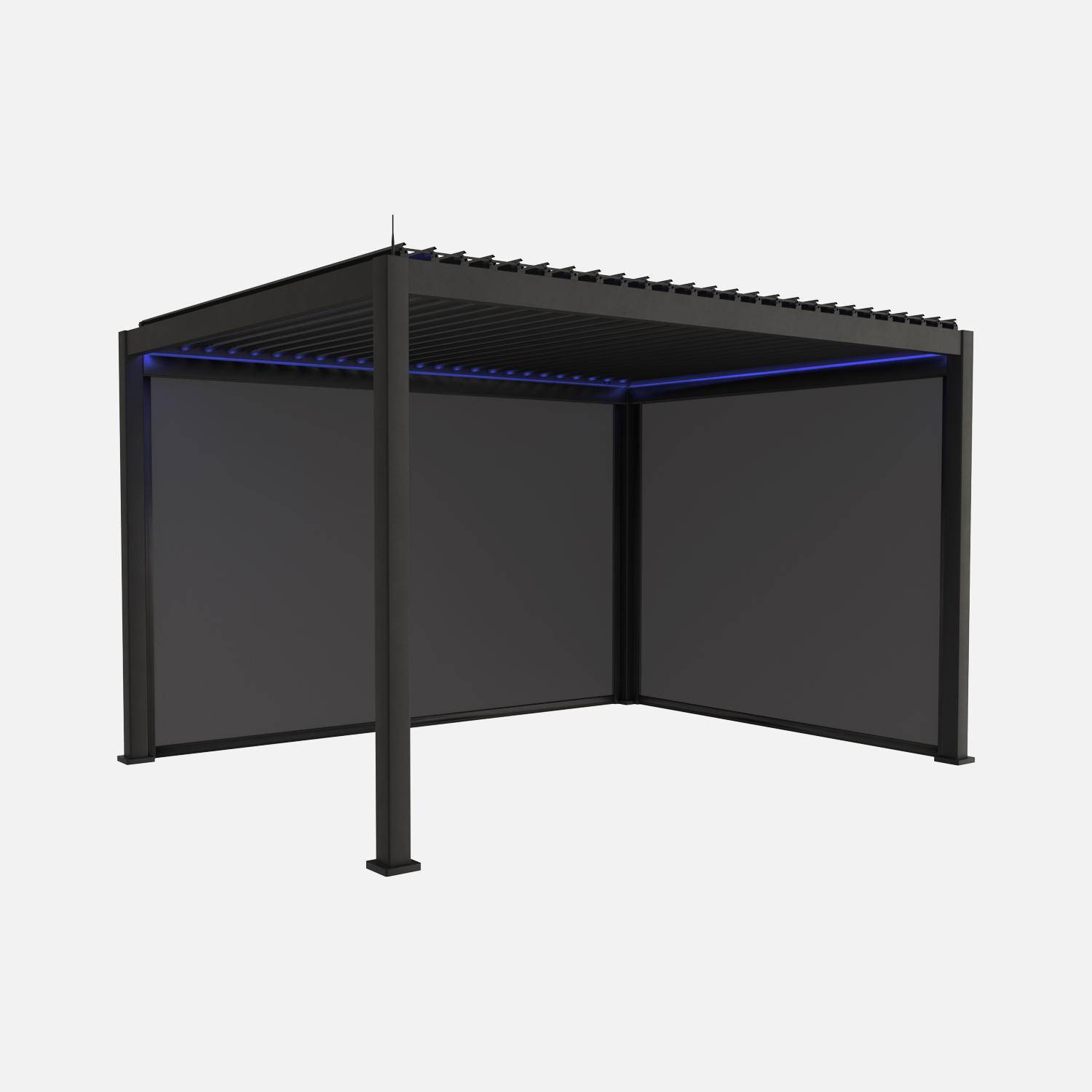 Triomphe 3x4m LED + accesorios - Pérgola bioclimática 3x4m eléctrica LED + toldo 3m + toldo 4m