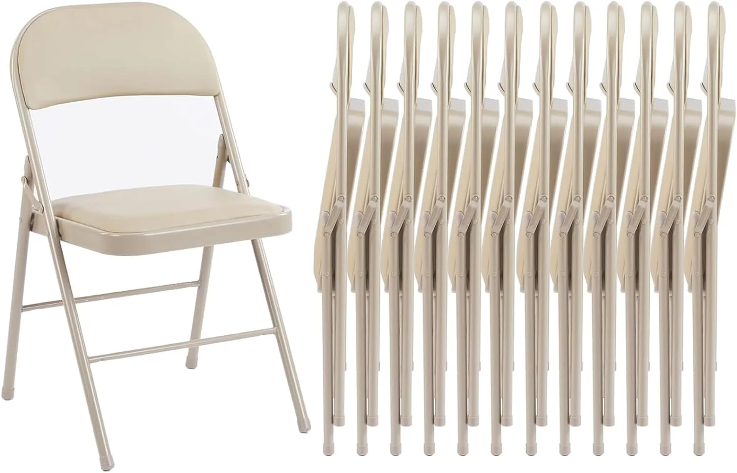 Sweetcrispy Folding Chair 12 Pack, Leather Padded Folding Chairs, Sturdy Metal Foldable Chairs