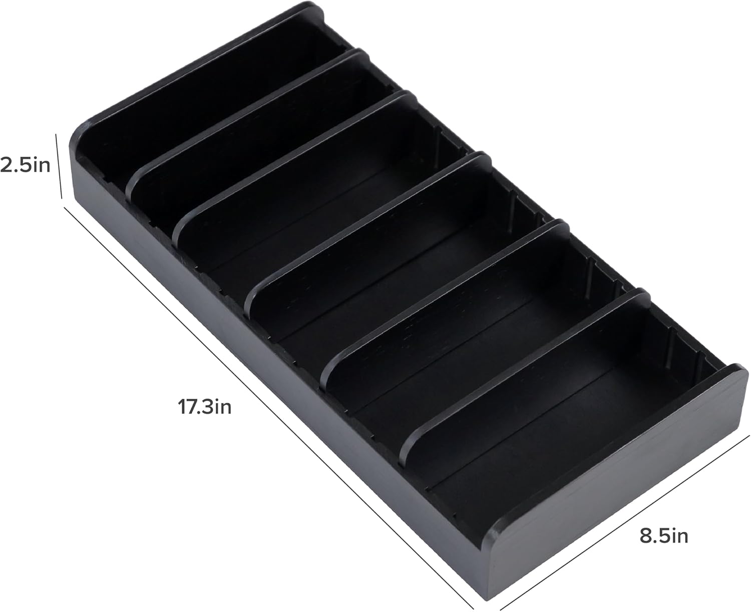 KitchenEdge Bamboo Kitchen Towel and Food-Storage Organizer, Perfect for Kitchen Drawers, Cabinets, Pantry, 5 Adjustable Wall Inserts, Non-Slip Feet, Food-Safe Black Finish