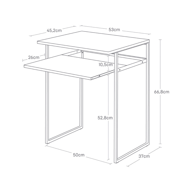 Yamazaki Bijzettafel met Lade - Tower - Zwart