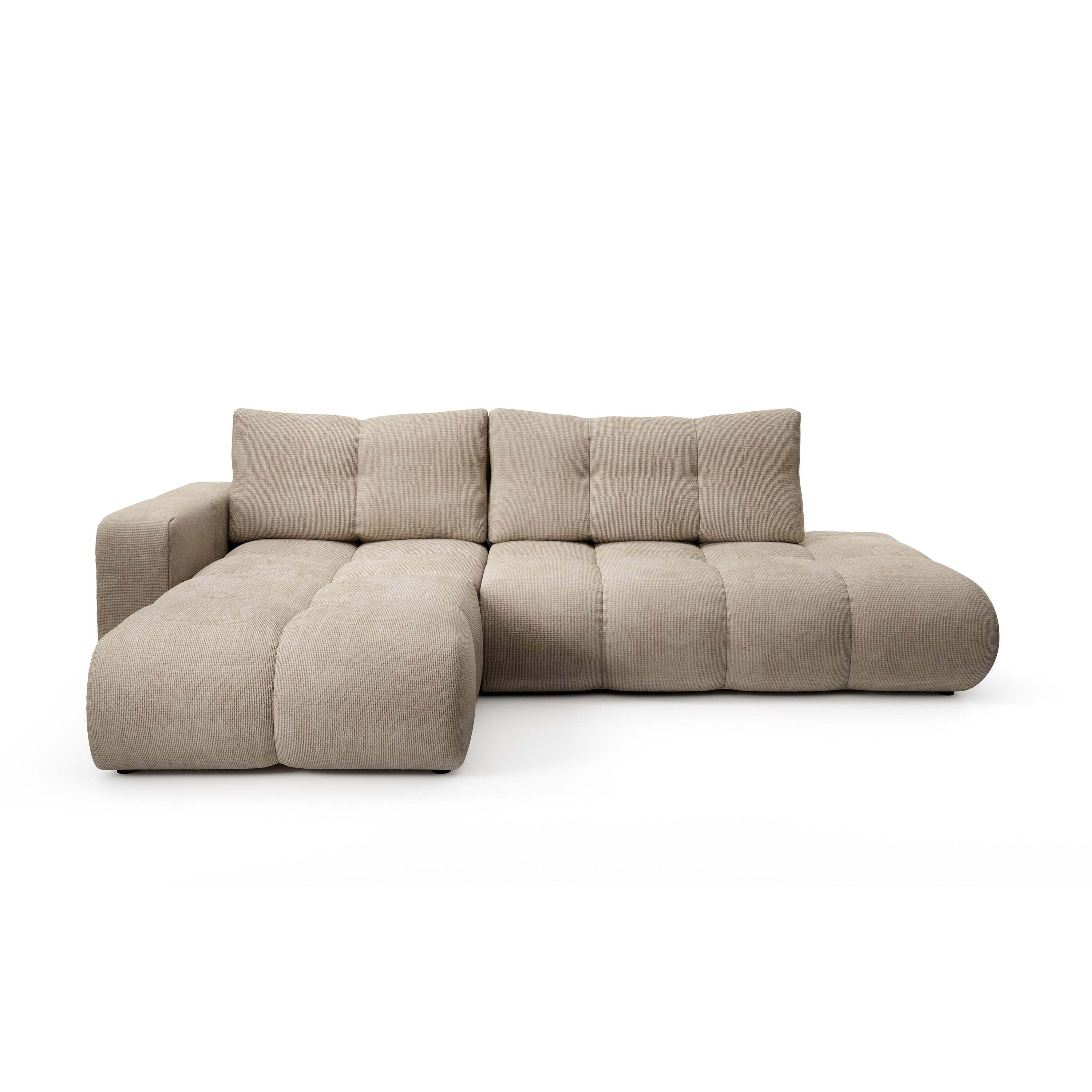Blokker Charme Hoekbank Links met Slaapfunctie - Chenille - Lichtbeige