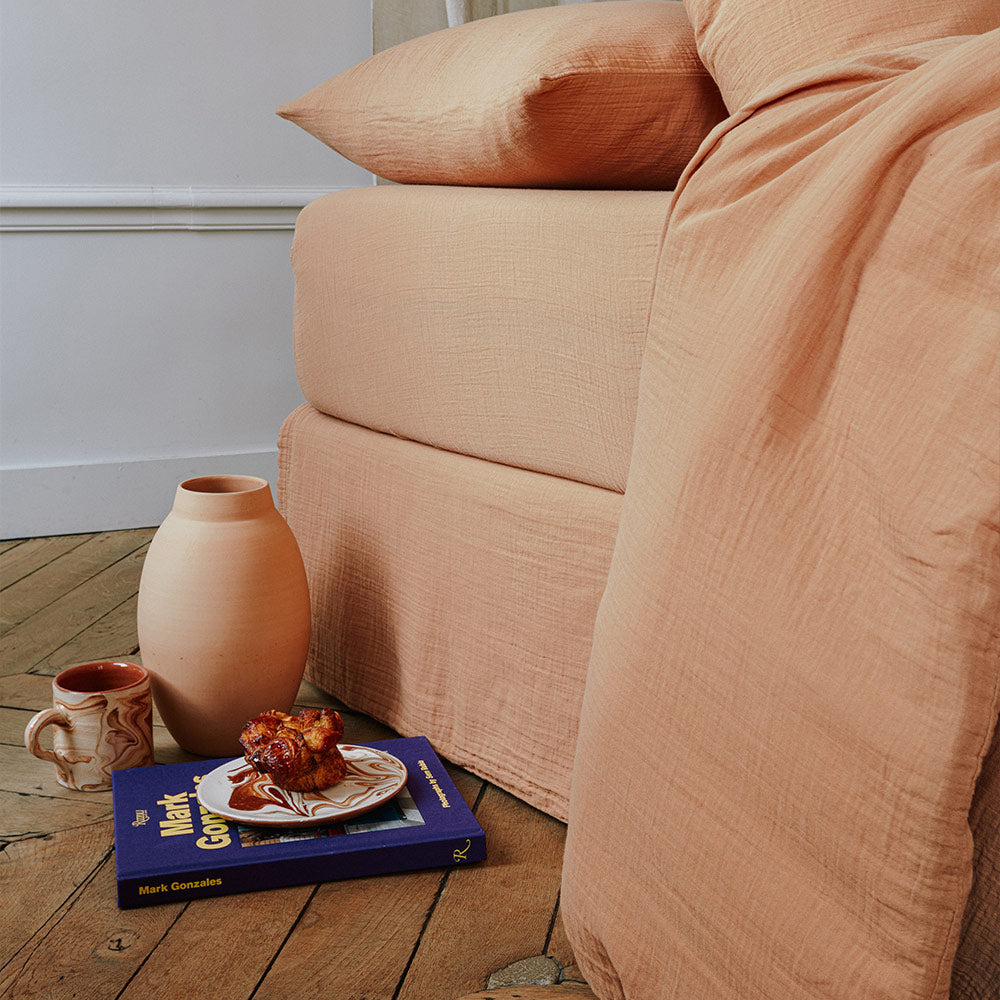 Drap-housse en gaze de coton - Brun Haussmann