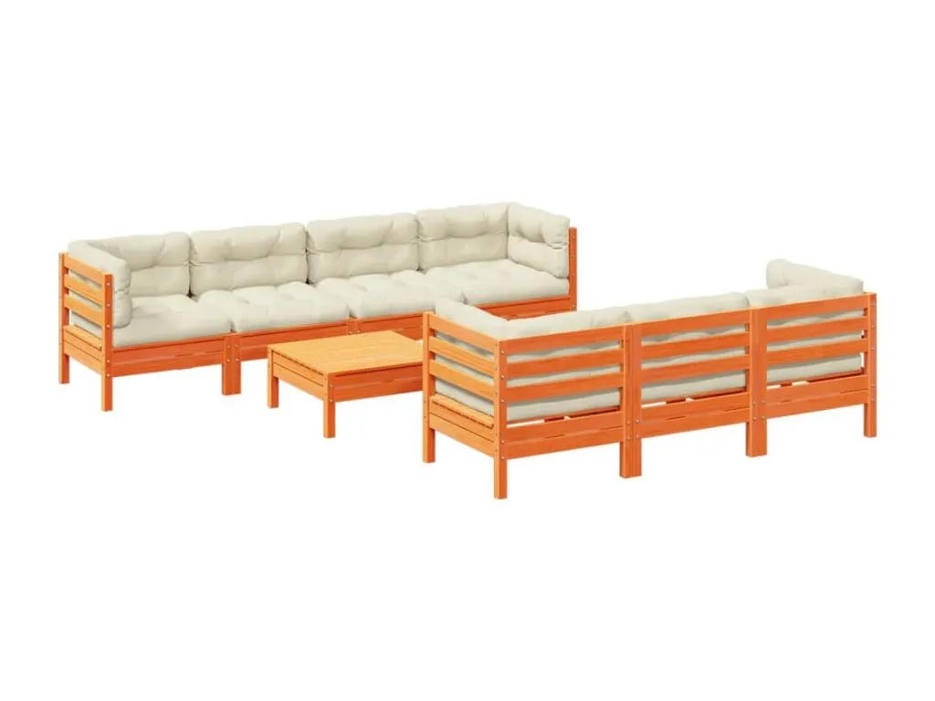Set de sofás jardín 8 piezas con cojines Homepleno marrón cera 39811vhtj