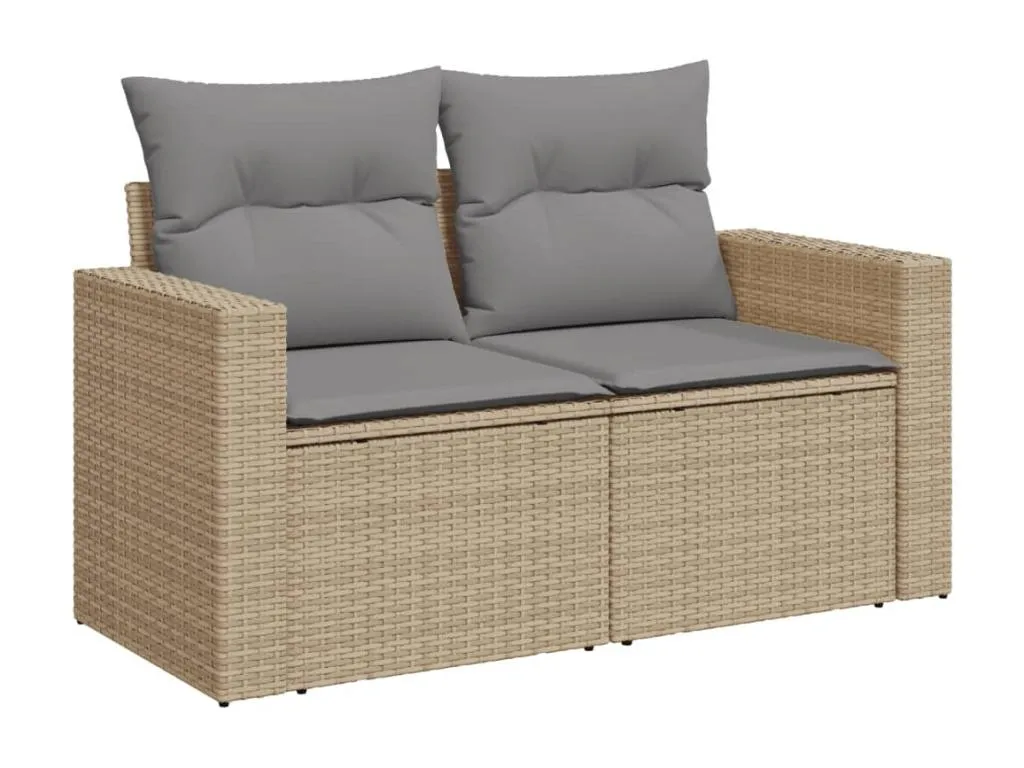 Juego de sofás jardín con cojines beige mezcla 8 piezas ratán PE BOAM38710