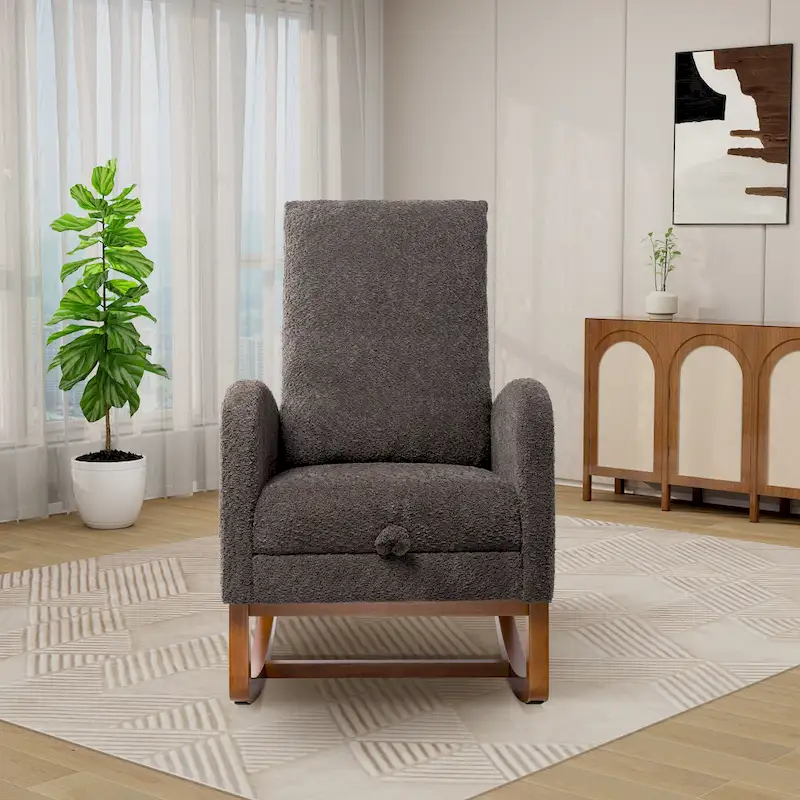 Ergonomic High Back Rocking Chair with Adjustable Footrest