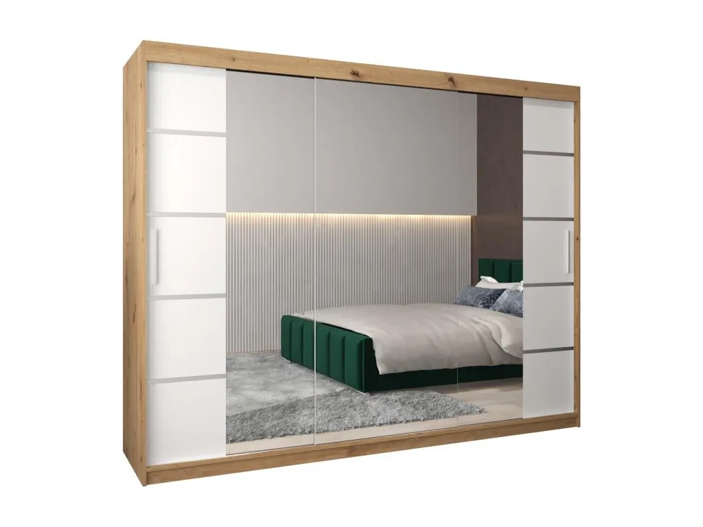 Armario Funcional Lluesmahome de 4 Puertas Correderas, diseño artisan y blanco, 200/250/62 cm.  ET9693477