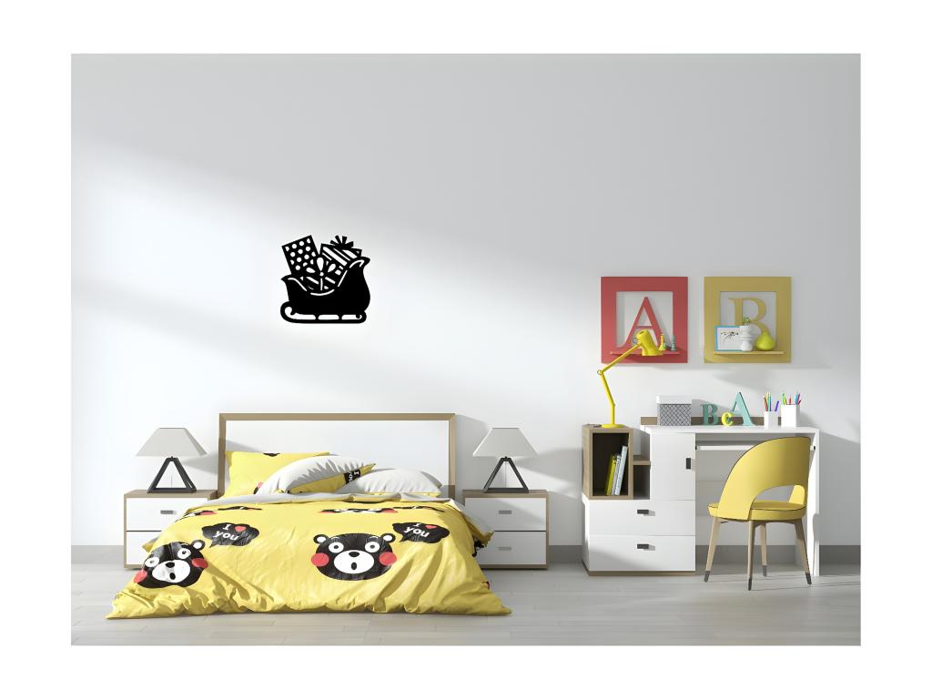 Decoración de Metal Trineo 10, Negro, 61x1,5x60 cm, Lujodec