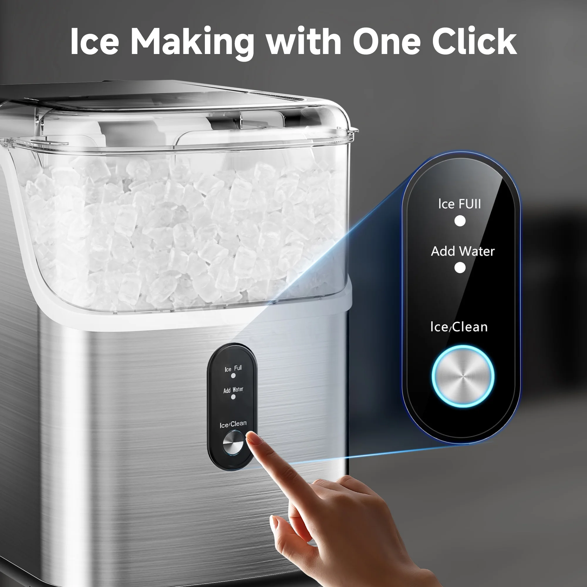 EUHOMY 34.5 lbs Nugget Ice Maker Portable Countertop, Ice Maker Machine with Self Cleaning - Image 2