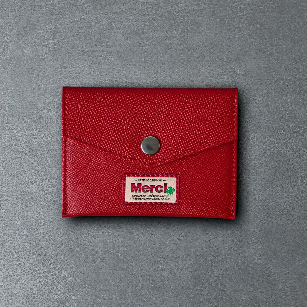 Merci - Porte Carte à Rabat - Rouge