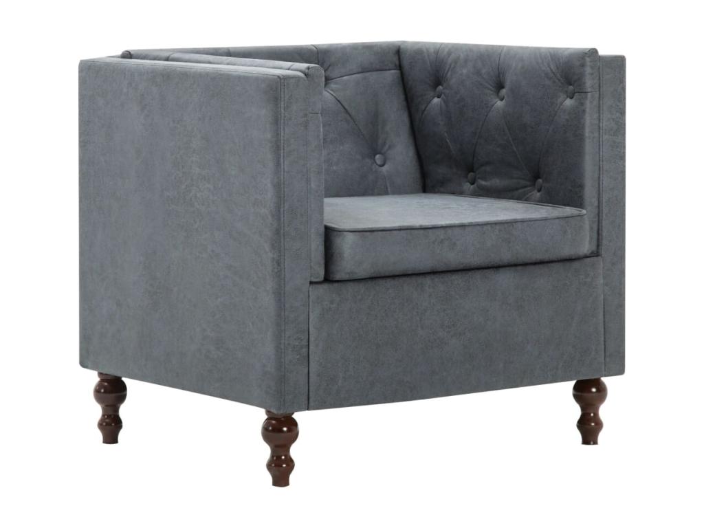 Sillón tapizado de tela gris