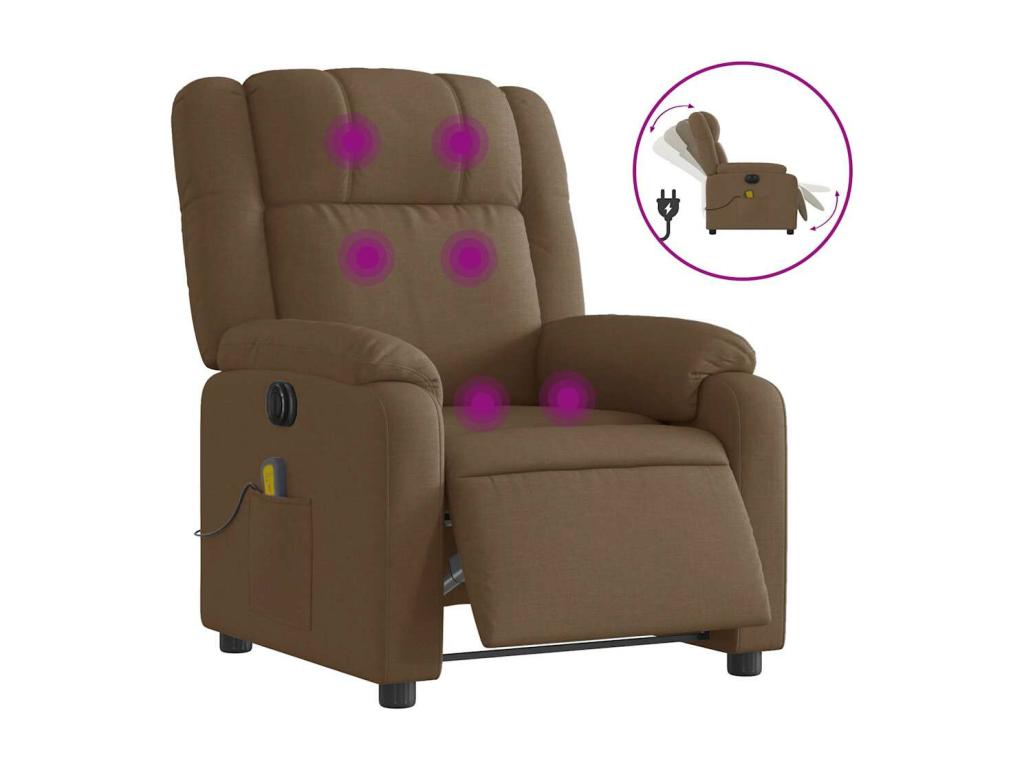 Sillón reclinable de masaje eléctrico tela marrón