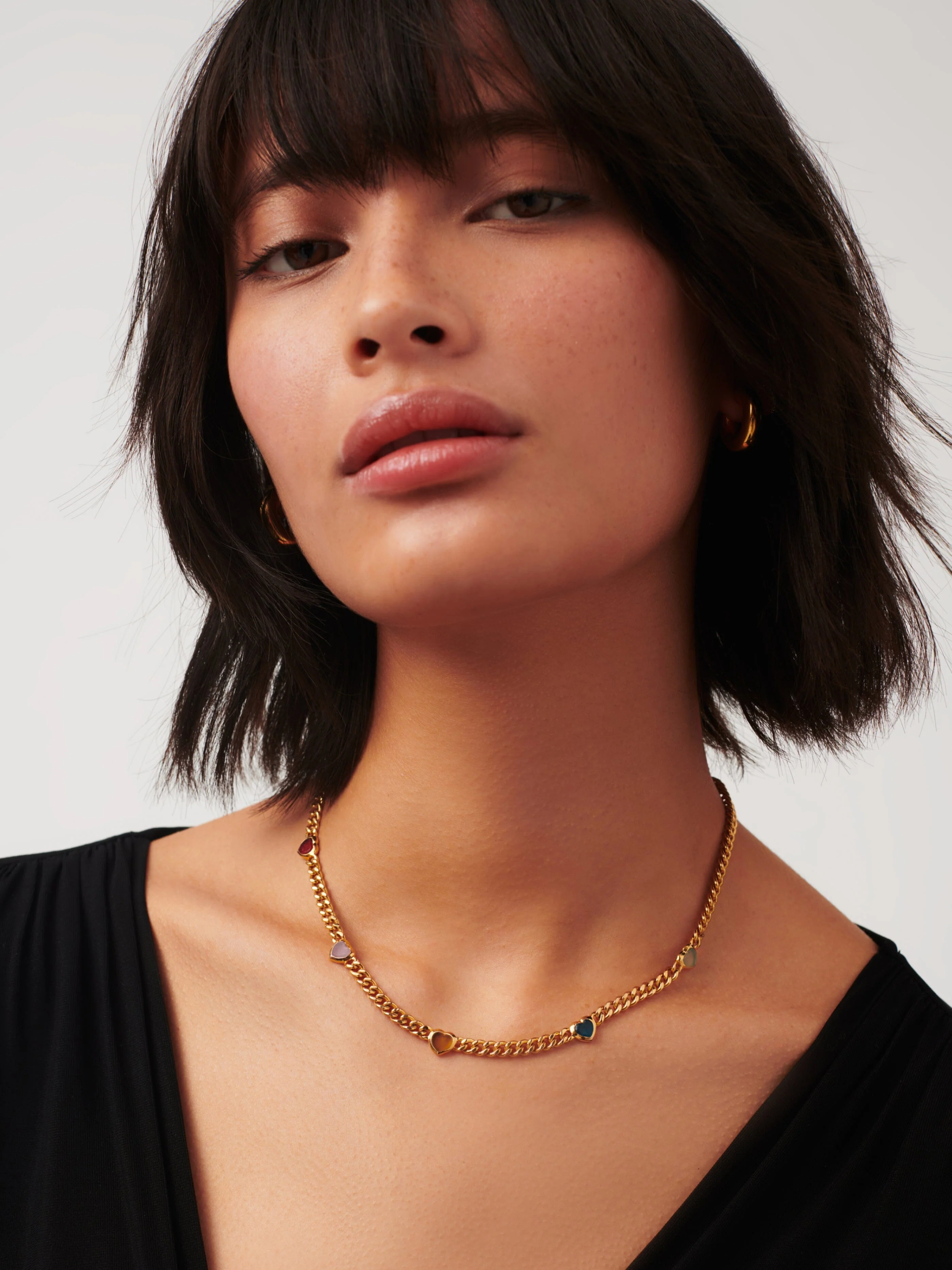 Jelly Heart Gemstone Charm Necklace | 18ct Gold Plated/Multi Quartz