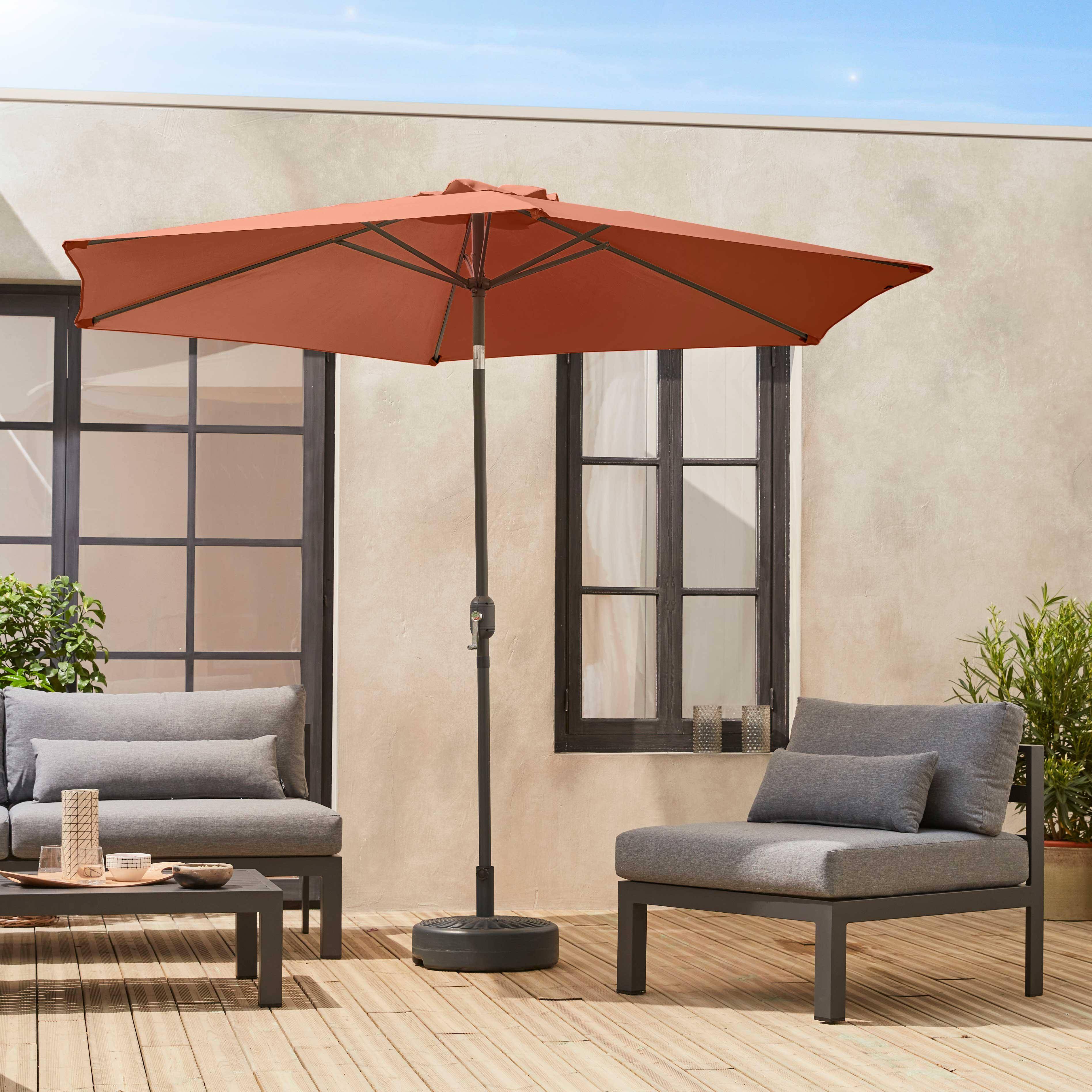 Touquet - Parasol rectangular poste efecto madera, 3x3m
