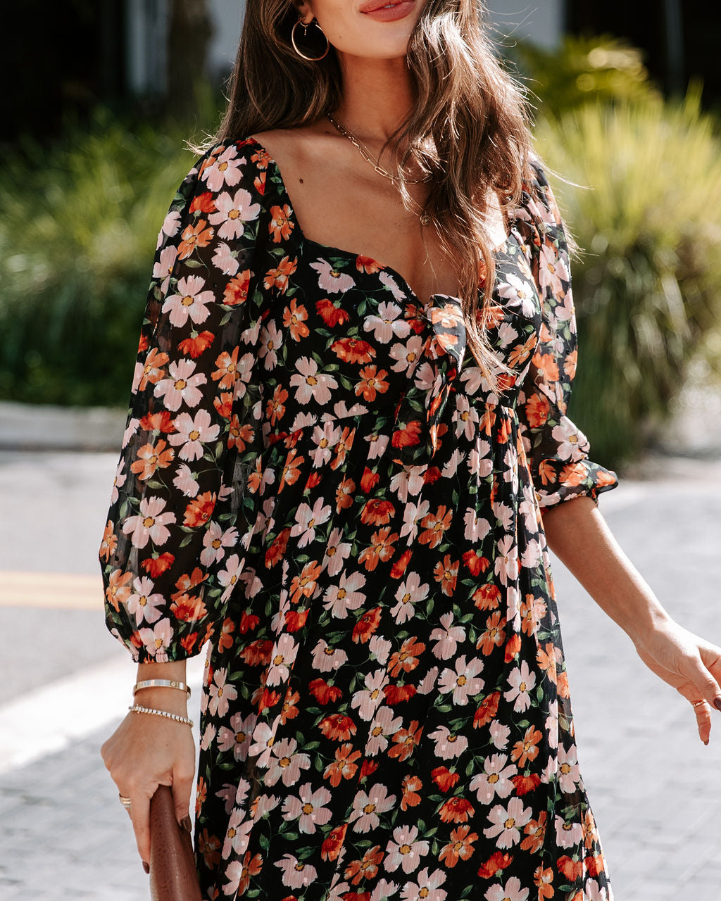 Choose Happiness Floral Chiffon Maxi Dress - Black - Se7enfashion