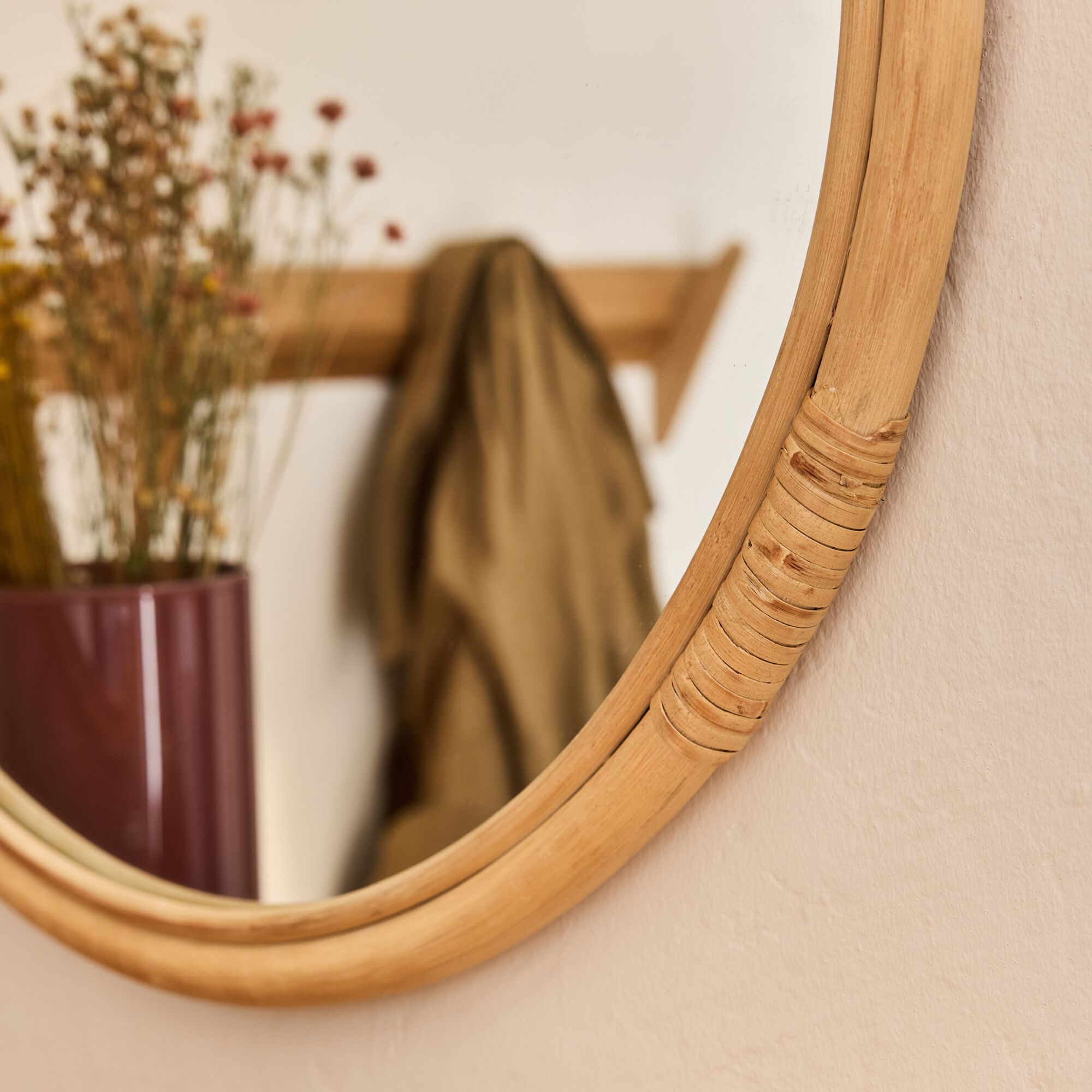 PAUL - Miroir rond en rotin D60cm - naturel
