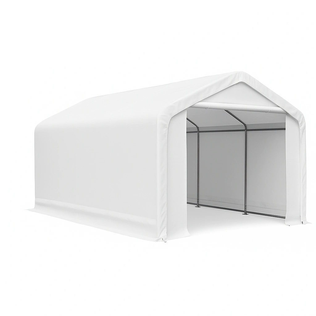 Garaje carpa exterior Blanco Acero/PVC Almacenaje 600x300x270 cm