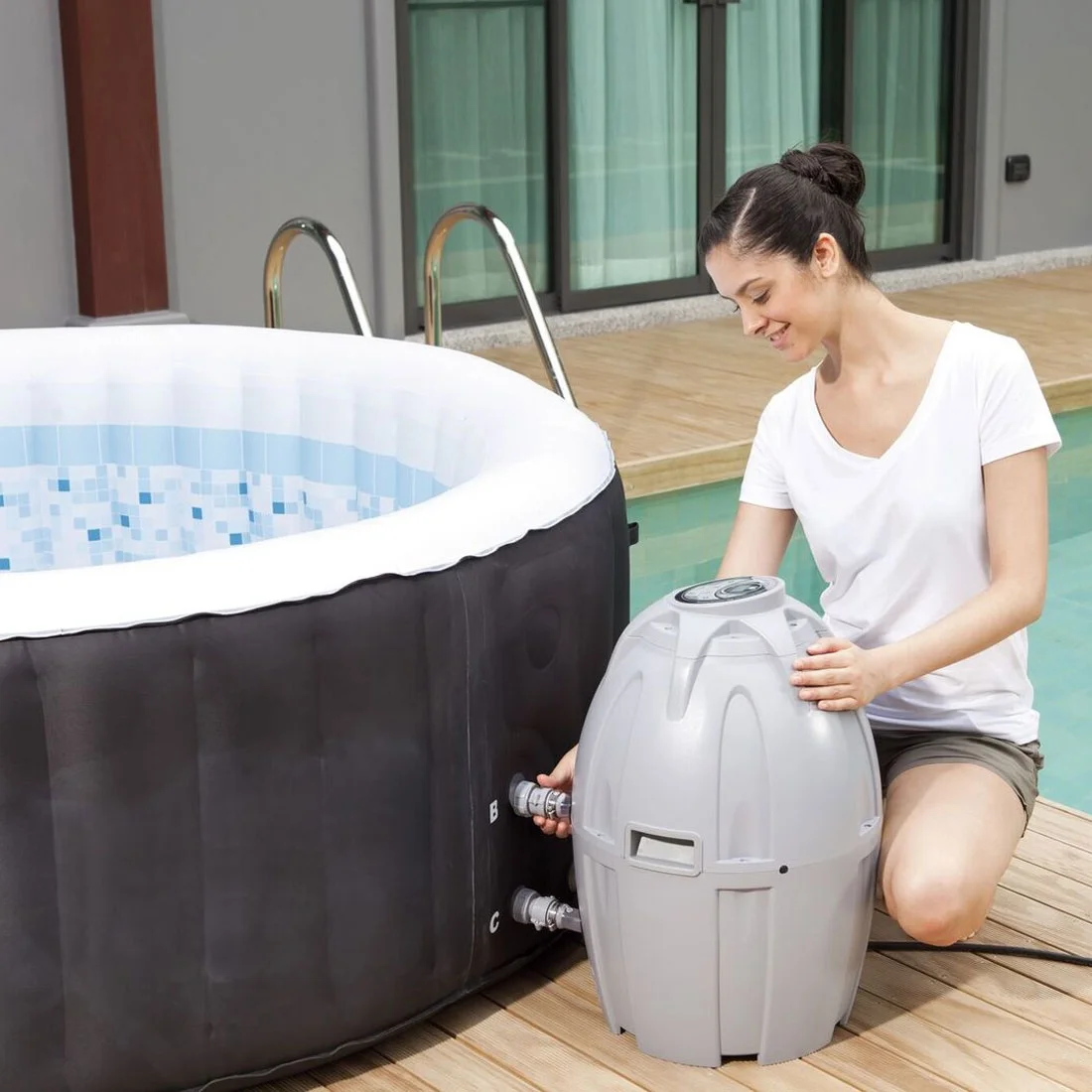 Coleman 13804-BW SaluSpa 4 Person Inflatable Hot Tub Spa with Pump #P08411 - Image 6