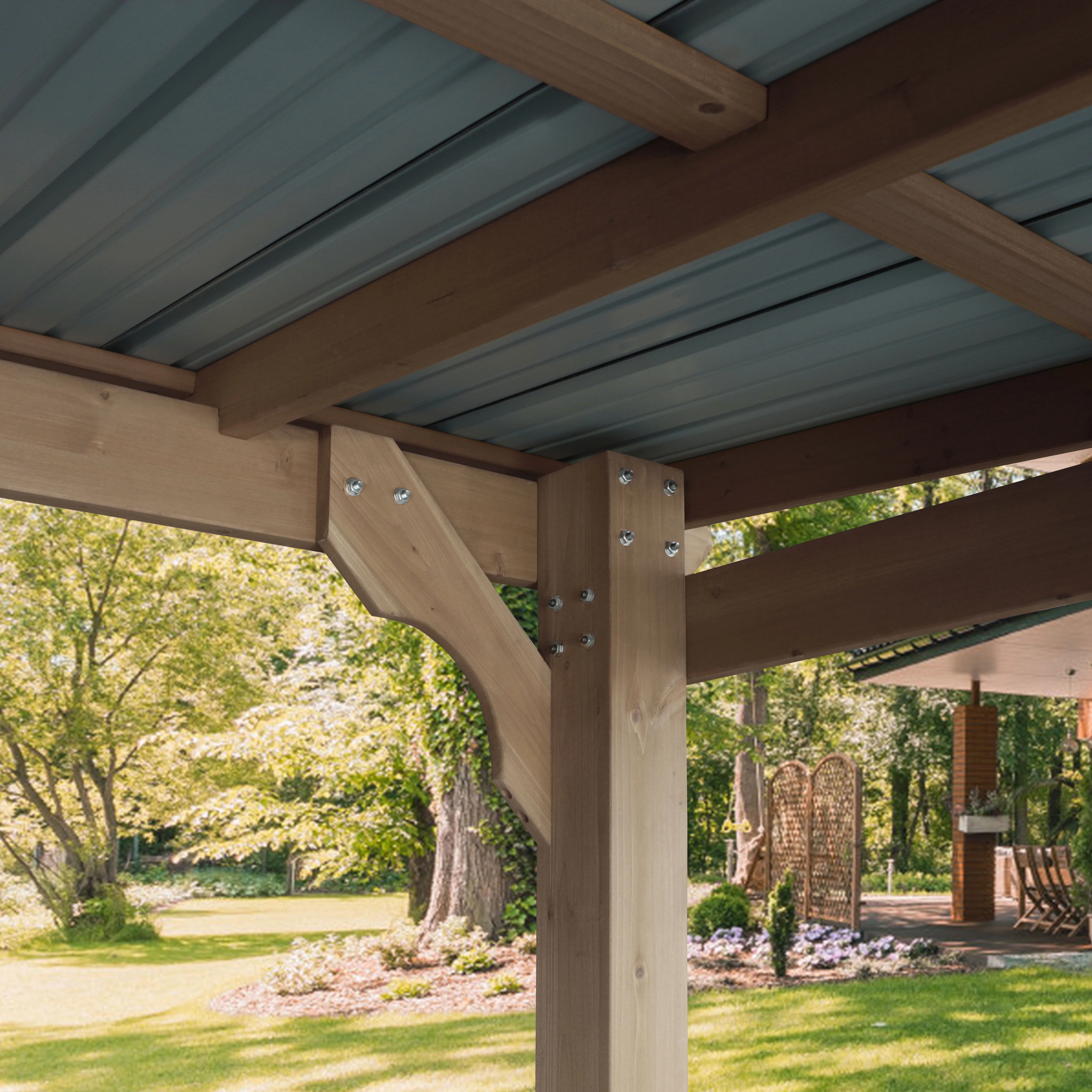 VEIKOUS 8' x 5' Outdoor Hardtop Gazebo, BBQ Grill Gazebo w/ Workstation Shelves for Lawn, Garden, Deck - Image 13