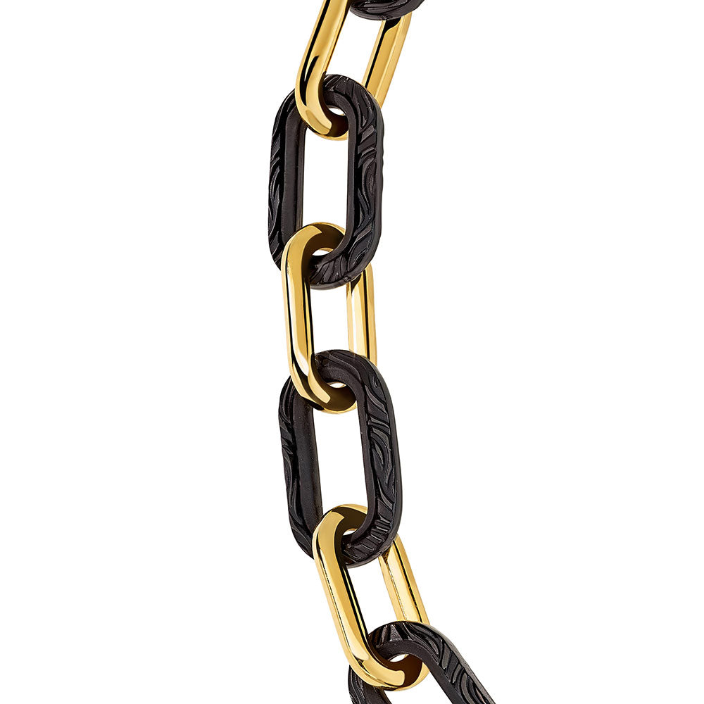 COLLIER EMPREINTE ANIMALE 12 CRISTAUX - CRISTAL NOIR, PLAQUÉ OR JAUNE