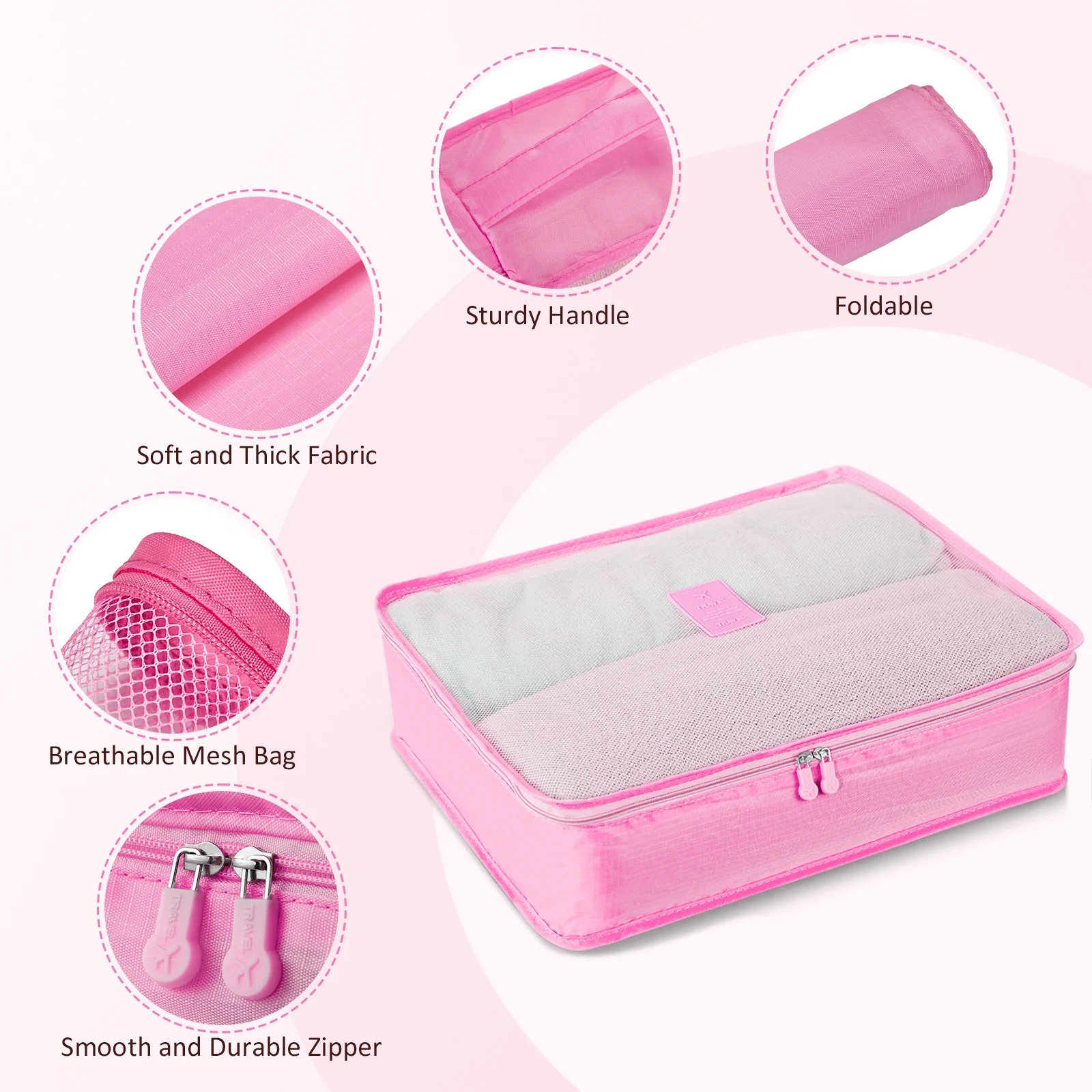 9 Piece Luggage Sets, Hard 20 24 28 inch Luggage with 6 Pieces Organize Bags Travel Suitcases Sets with Wheels, Rose - Image 50