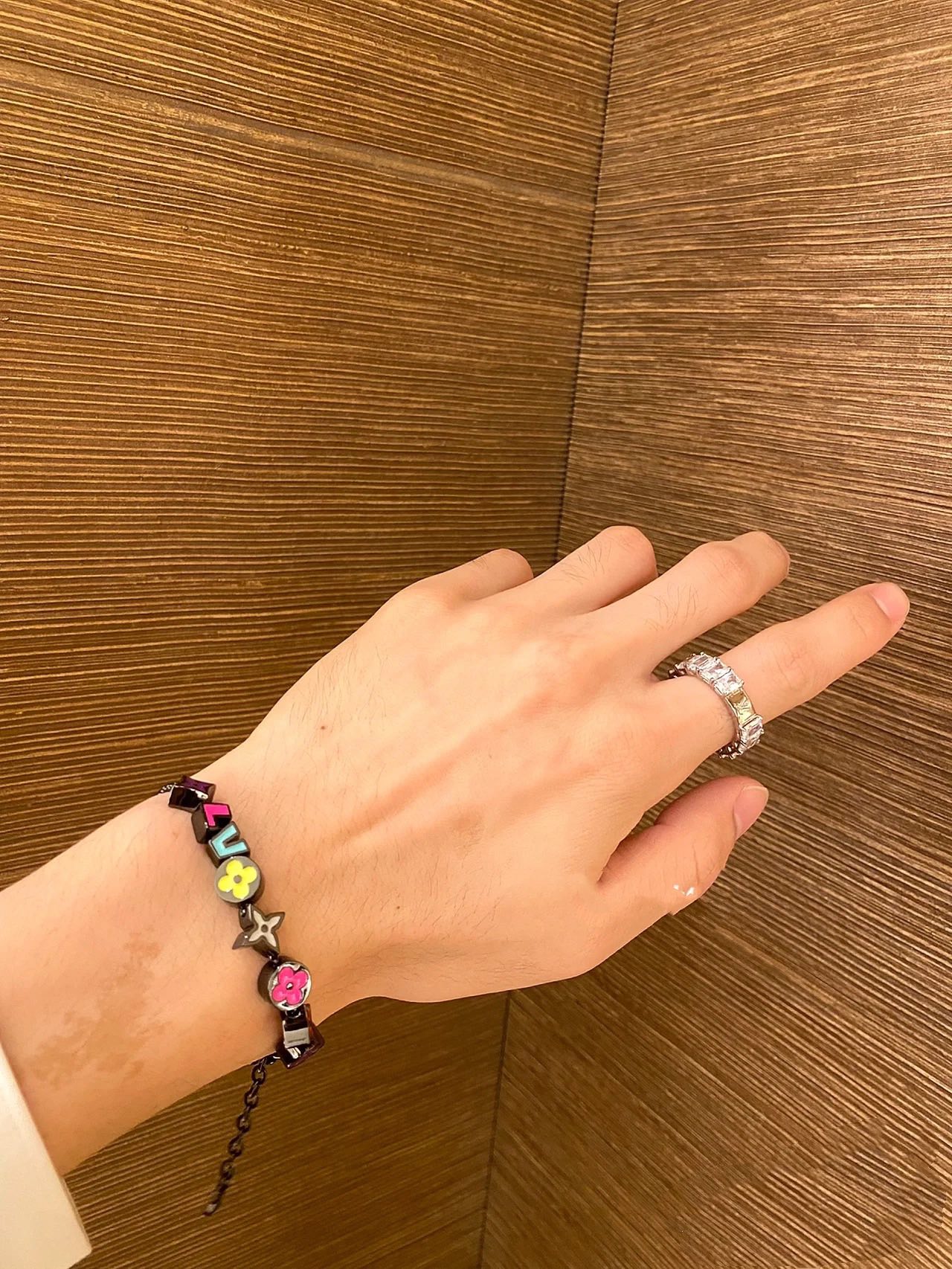 Louis Vuitton Black Gold Colorful Enamel Charms Bracelet Necklace for Men - Original Replica Club
