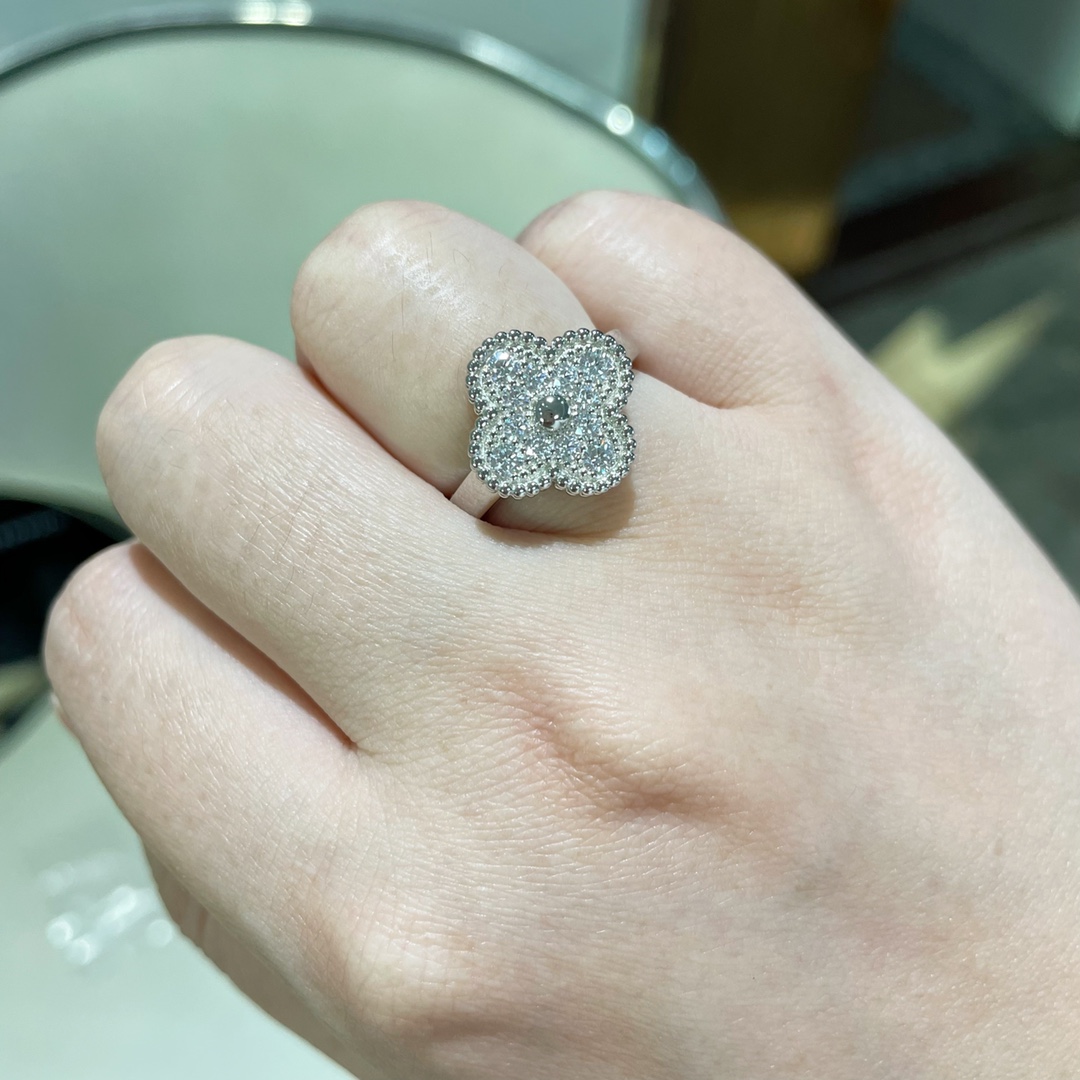 VCA Full Diamond Mini & Medium Vintage Alhambra Ring - Original Replica Club