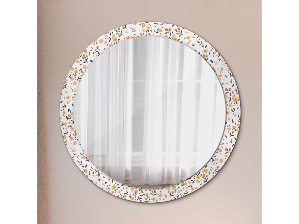 Espejo Redondo Decorativo - Flores Pequeñas - 90 cm