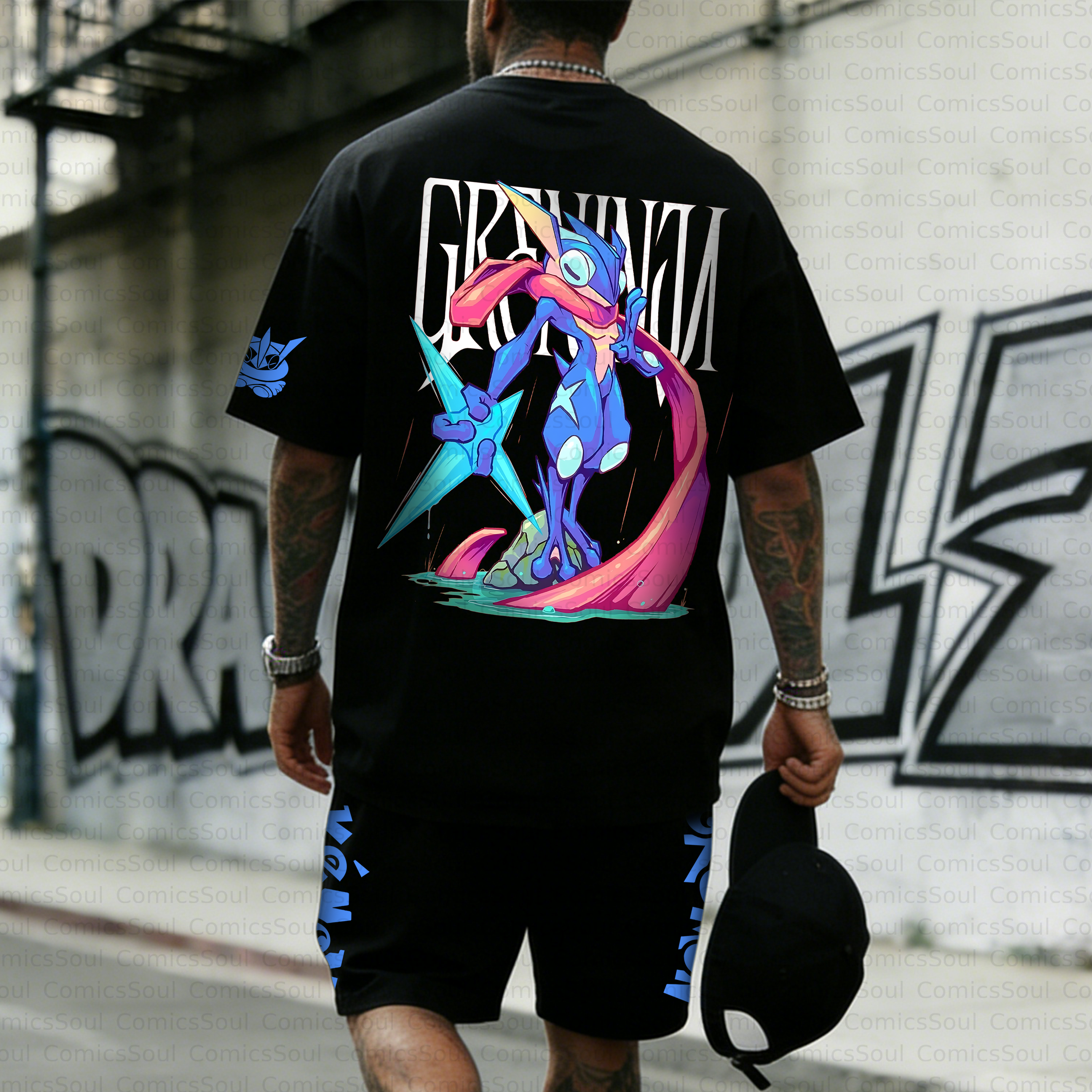 Unisex Anime Inspired Vintage T-shirt& Shorts 2 Pieces Set