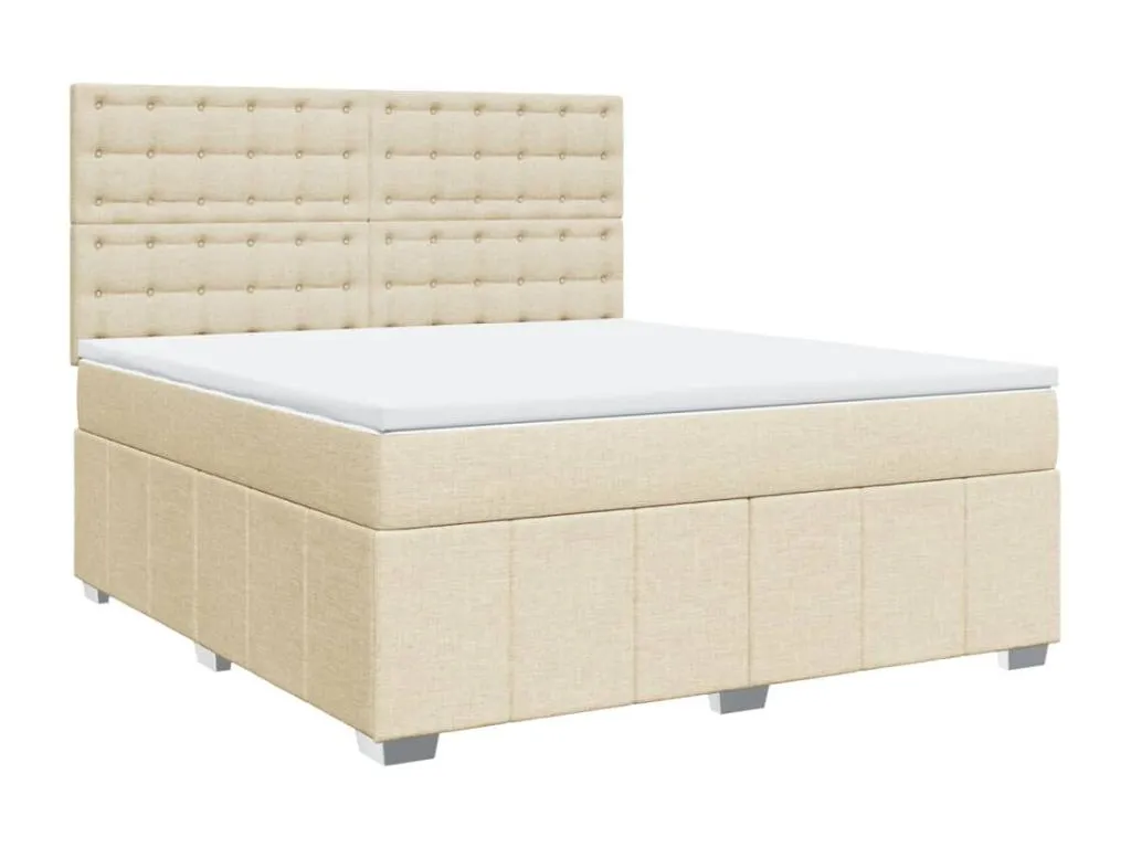 Cama box spring con colchón tela color crema 180x200 cm nwy3521545