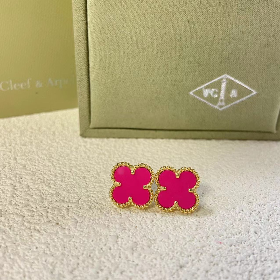 VCA Rose Red Vintage Alhambra Earrings - Original Replica Club