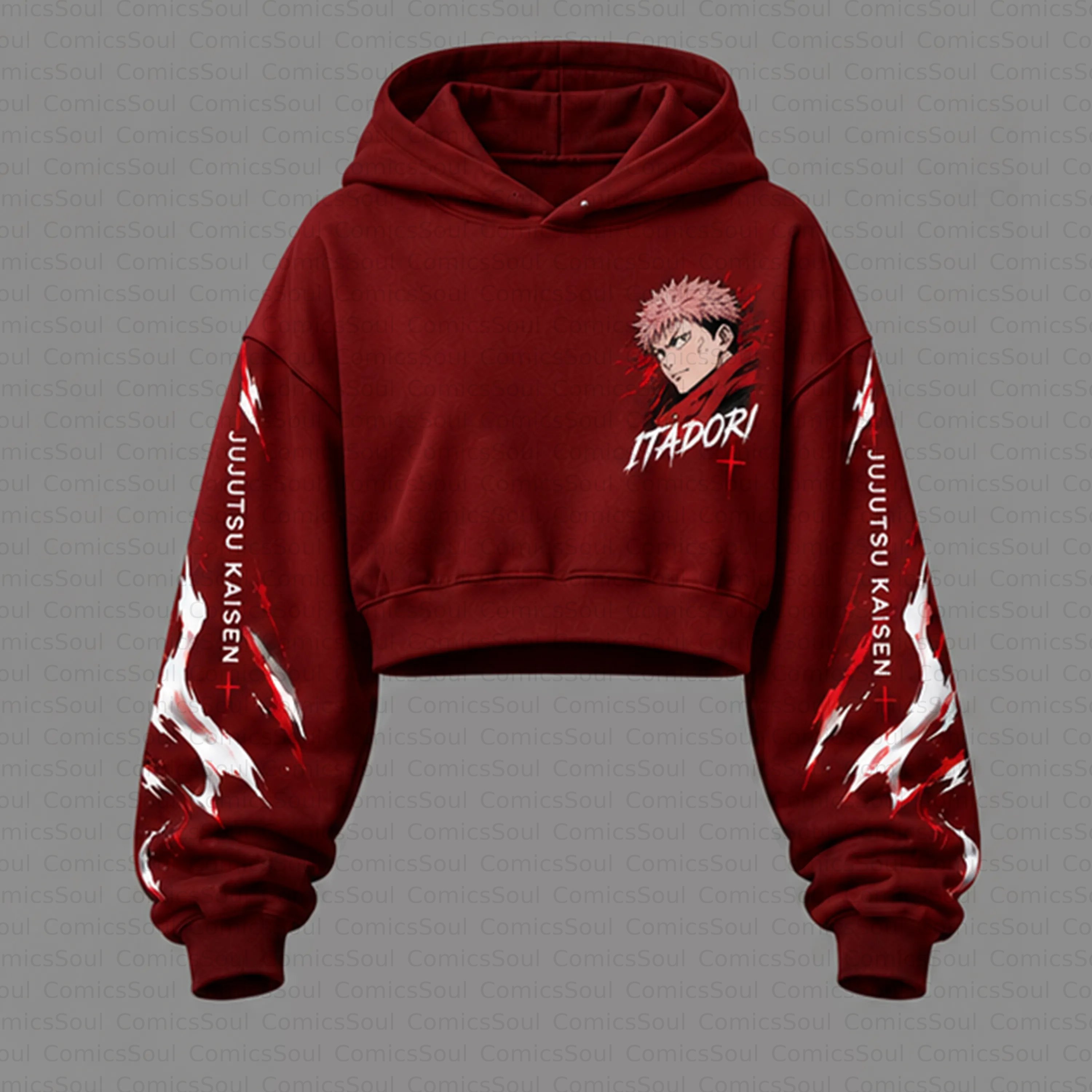 Jujutsu Kaisen Cropped Long Sleeve Hoodie & High Waist Jogger Pants Two Piece TeeThreads Sustain the Scene with Custom Apparel