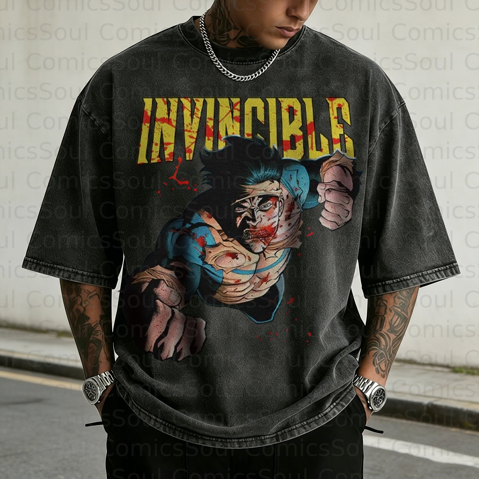 Unisex Anime Inspired Vintage Washed T-Shirt