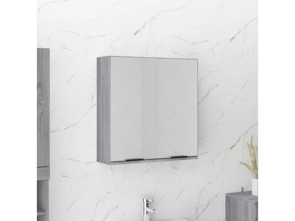 Armario de baño con espejo color gris Decopractico 64x20x67 cm 77747BOFS