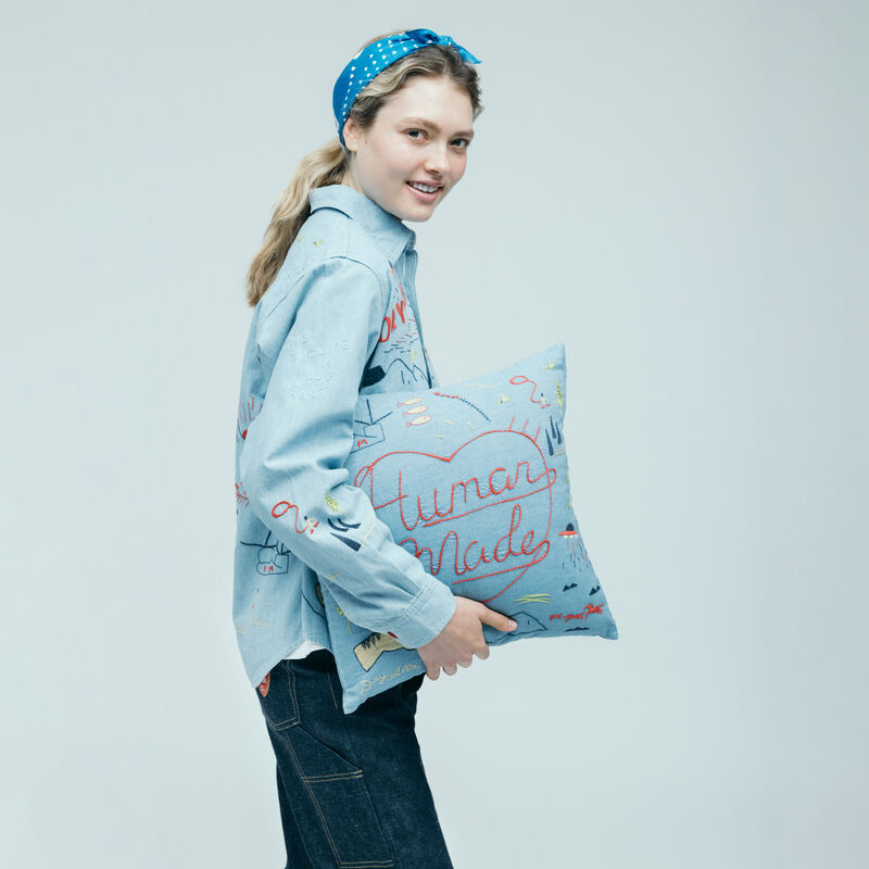 HUMAN MADE EMBROIDERED CUSHION