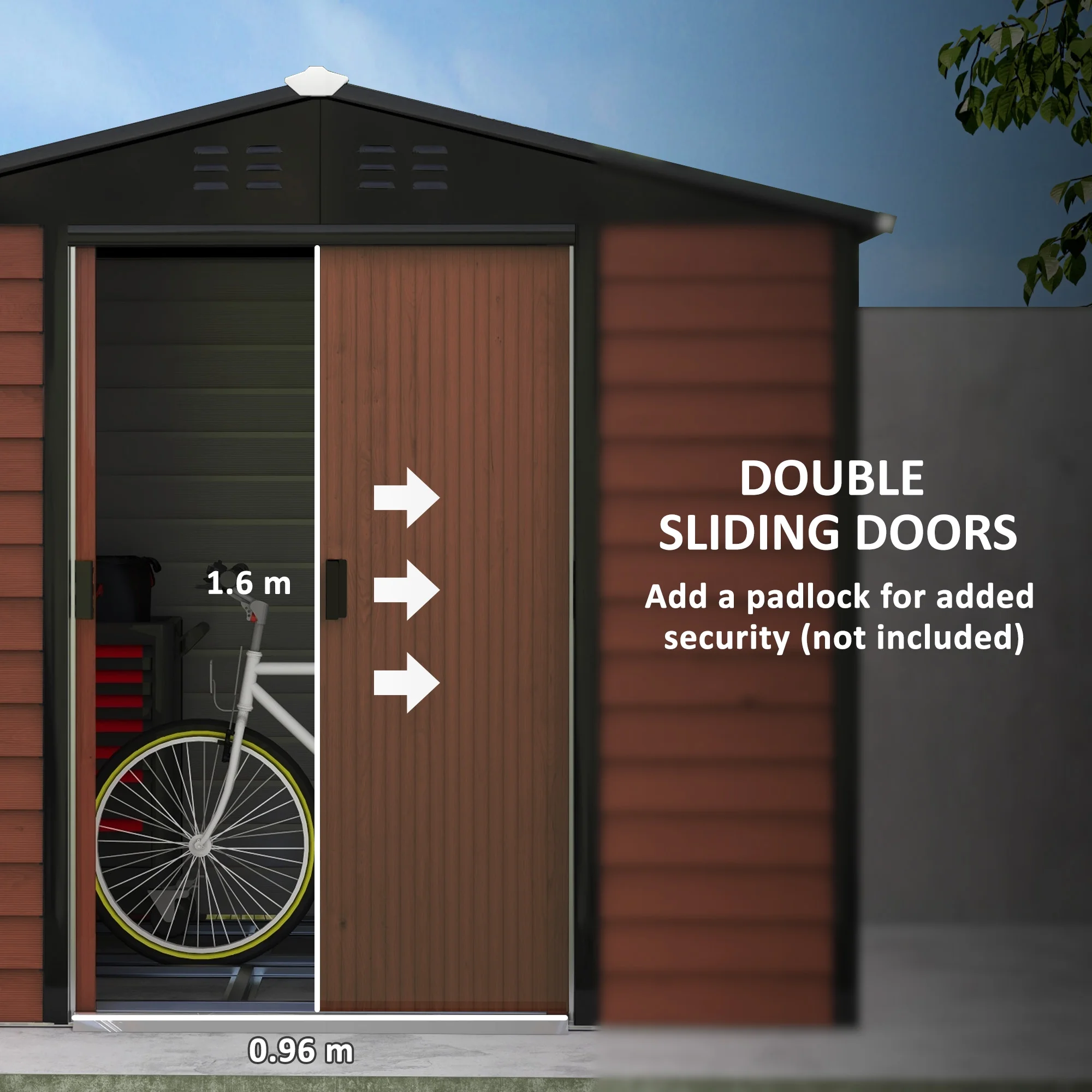 Outsunny 7' x 4' Metal Storage Shed Organizer, Garden Tool House with 4 Vents and 2 Sliding Doors for Backyard, Patio, Garage, Lawn, Dark Gray - Image 53