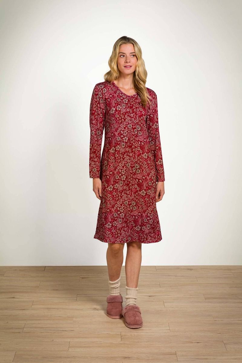 Danai Long Sleeve Nightdress Daisy Dreams Red