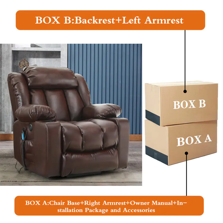 Faux Leather Power Lift Assist Re
liner Chair with Heating and Massage