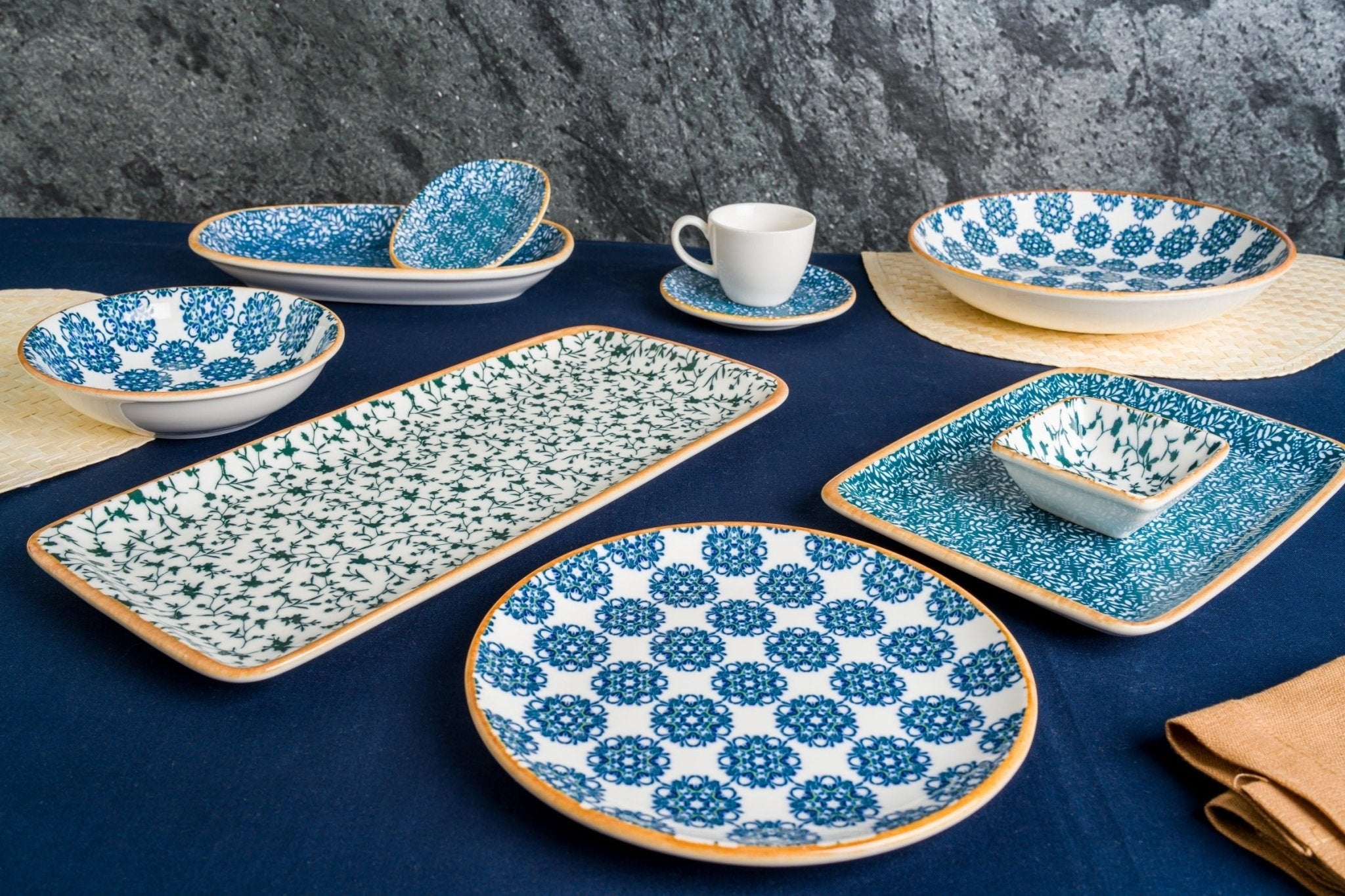 Bonna Diep bord - Calif - Porselein - 23 cm (1000cc) - set van 6