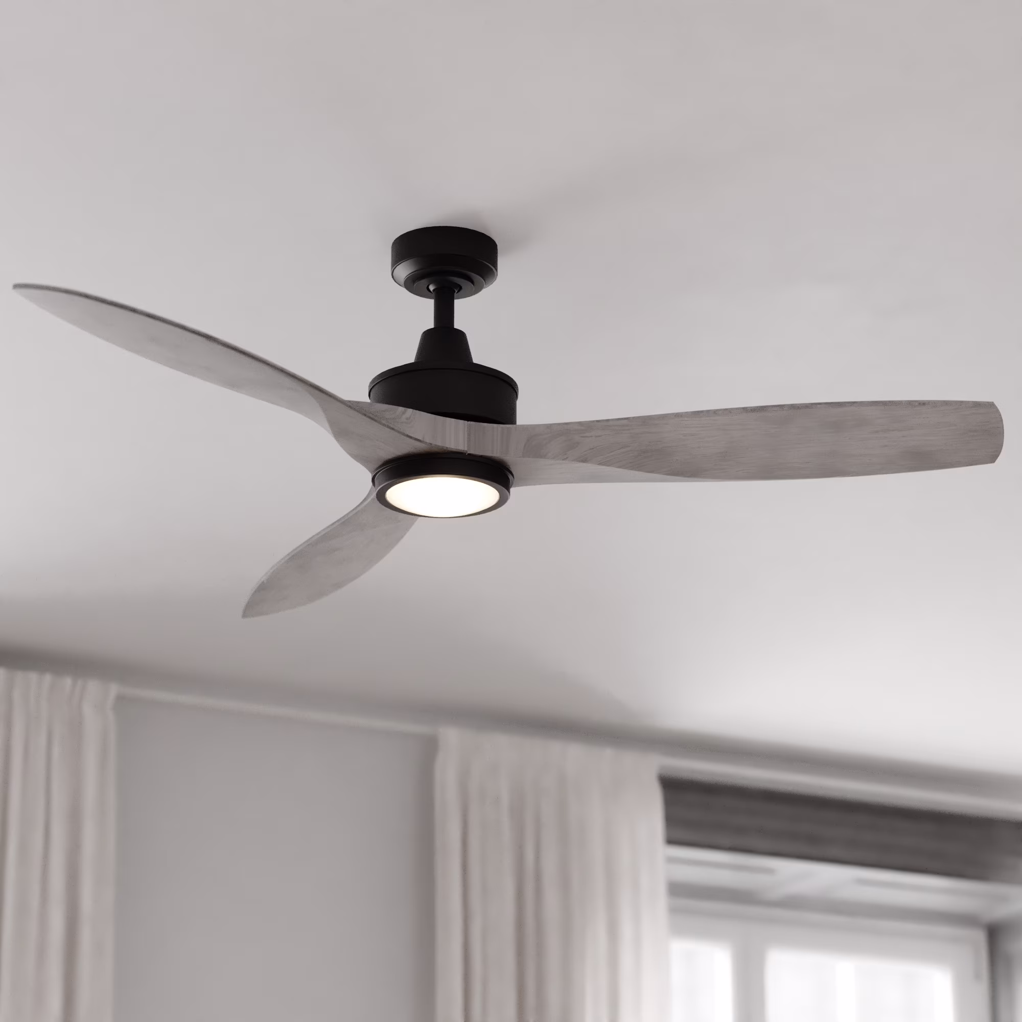 Vaxcel Curtiss Satin Brass Mid-Century Modern MCM Wood Propeller Ceiling Fan with LED Light Kit and Remote - Image 5