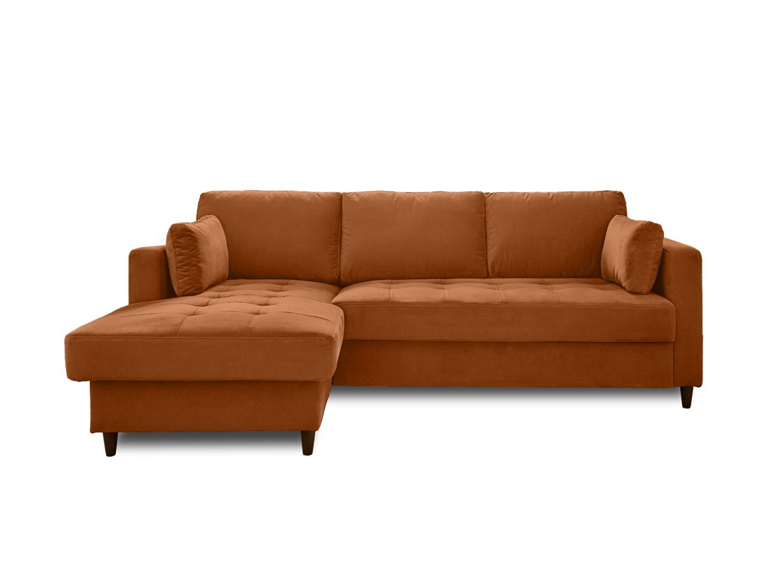 Sofá esquinero izquierdo convertible de 4 plazas en terciopelo color óxido ue7279d1