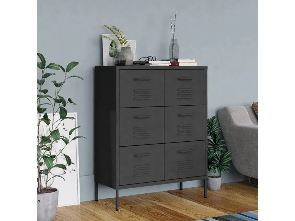 Armario de almacenamiento gris antracita 80x35x101.5 cm acero 77891EEHF
