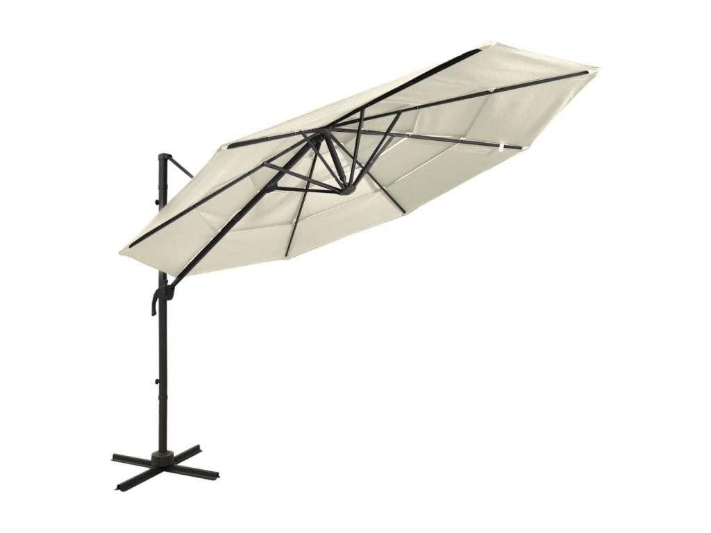 Sombrilla de 4 niveles con poste de aluminio arena 3x3 m
