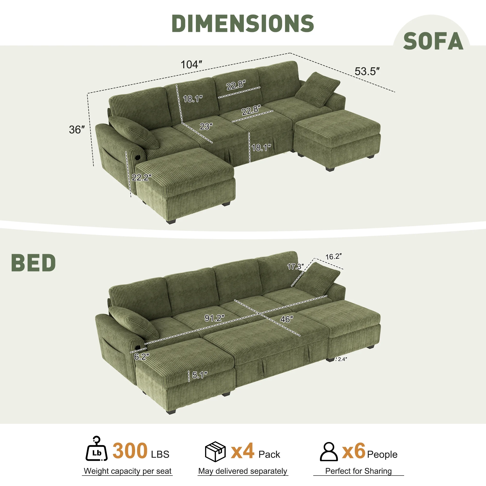 BedLuxury 83" Sectional Sleeper Sofa with Pull Out Bed, L Shaped Couch with Storage Seat for Living Room, Gray - Image 11