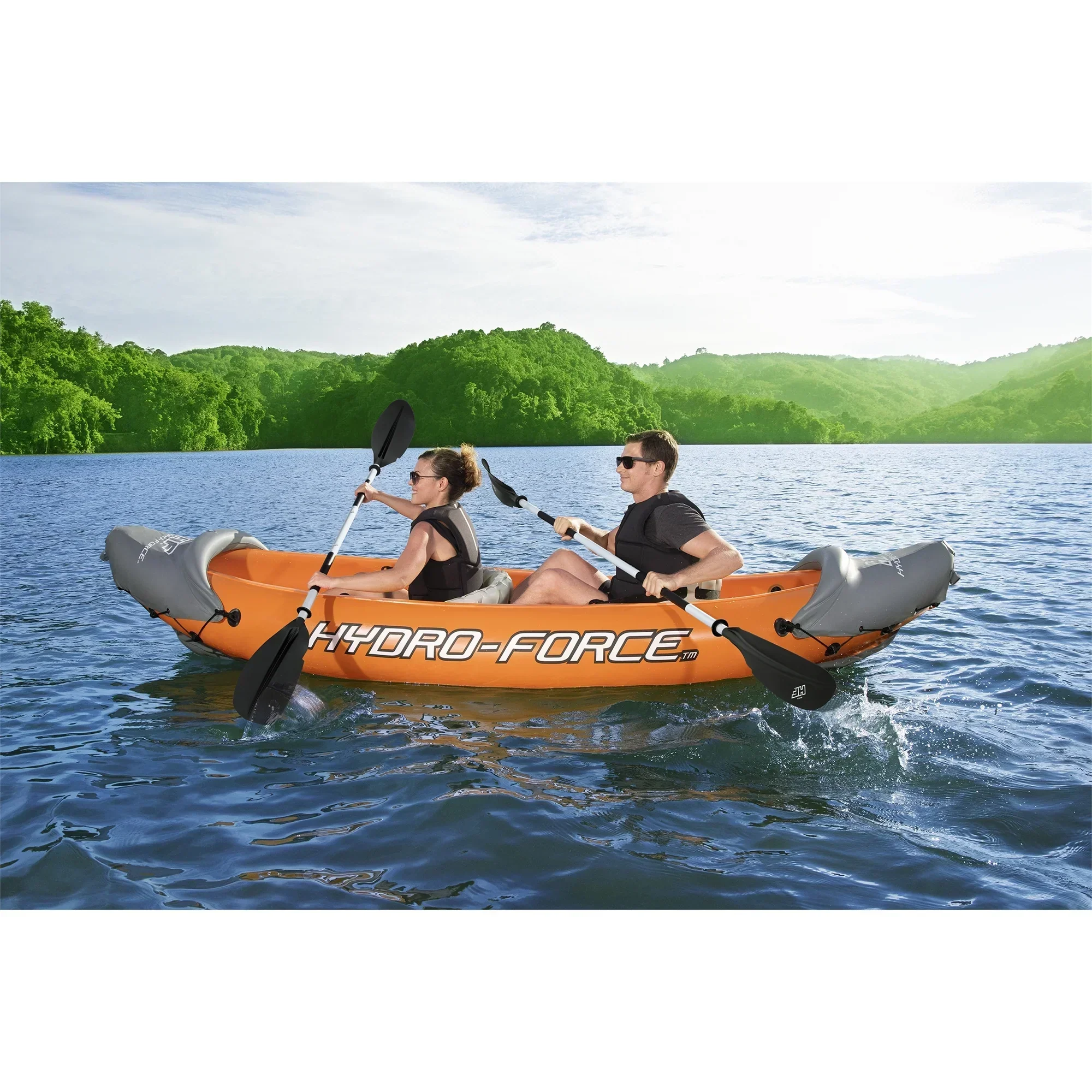 Bestway Inflatable Kayak Set With 2 Seats, Orange And Black - Hydro Force Lite Rapid X2 - Image 4 Bestway Inflatable Kayak Set With 2 Seats, Orange And Black - Hydro Force Lite Rapid X2 - Image 4